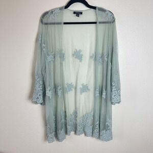 Torrid Lace Kimono Cardigan Sheer Duster Mint Green Size‎ 1/2